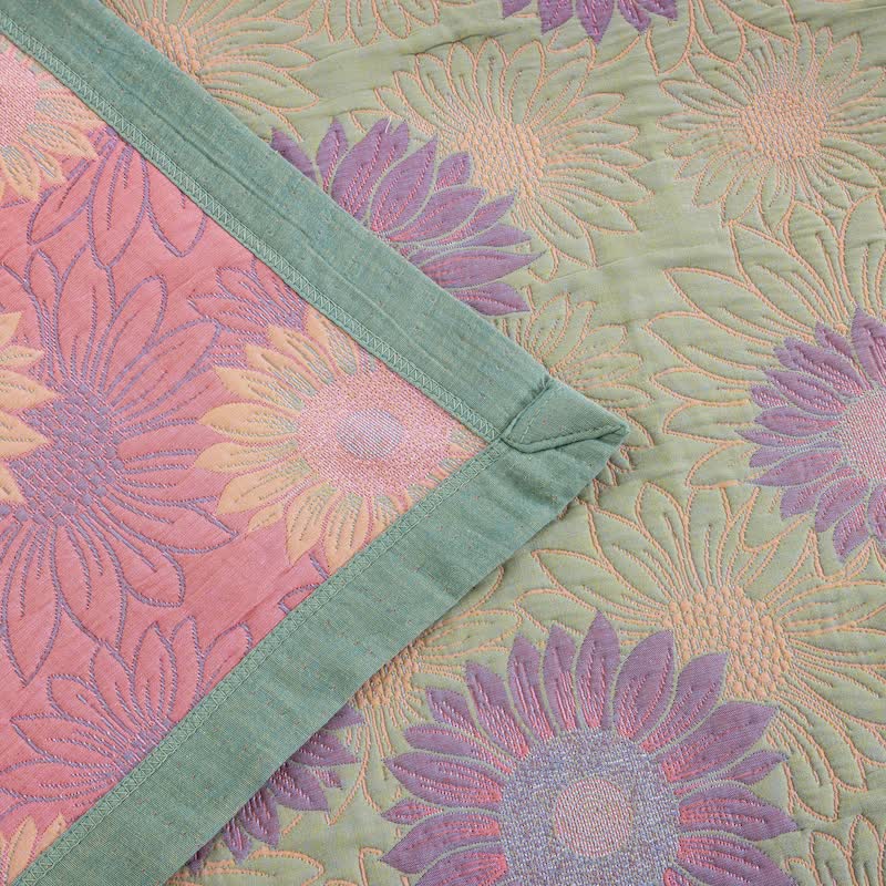 Coperta in garza di cotone con motivo girasoli in stile retrò - image 33