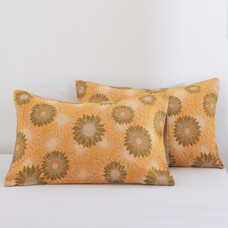 Coperta in garza di cotone con motivo girasoli in stile retrò - image 9