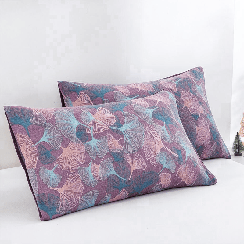 Coperta in cotone con motivo botanico retrò a foglie di ginkgo - image 9
