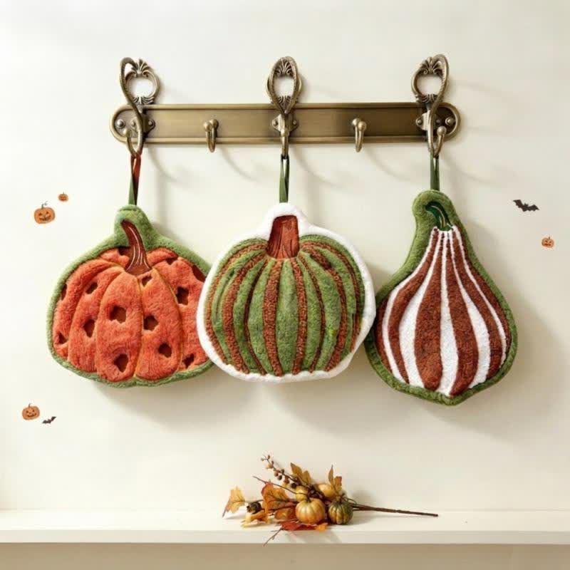Asciugamano a forma di zucca ad asciugatura rapida - Set (Arancione x 1, Beige x 1 e Verde x 1) - 3 pezzi - image 3
