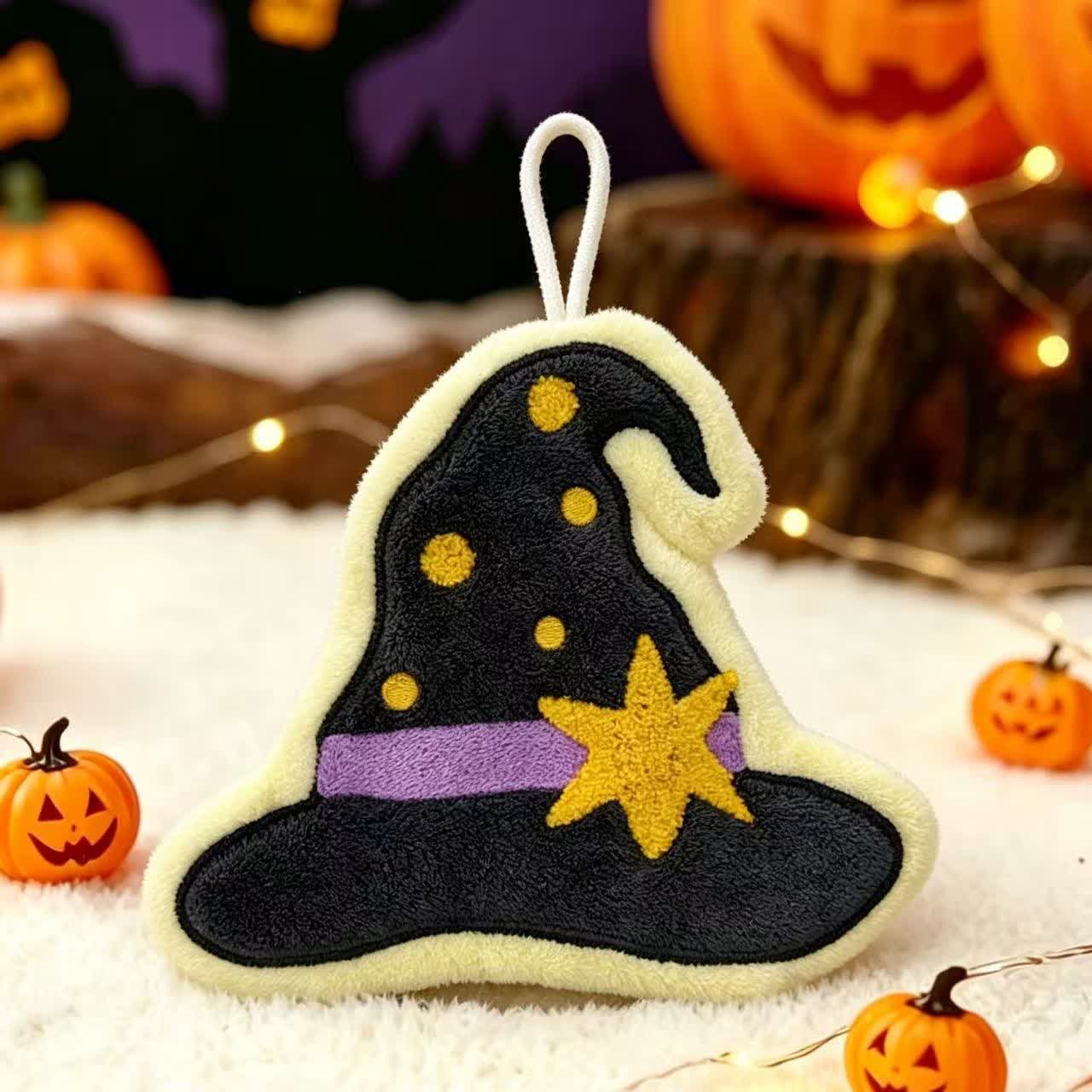 Asciugamano da appendere in pile per Halloween - Cappello nero - 5 pezzi - image 3