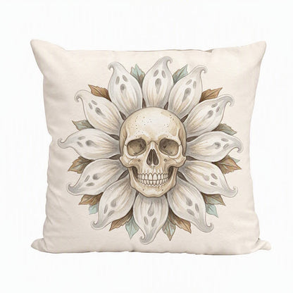 Cuscino decorativo in peluche a forma di teschio e girasole fantasma - image 2