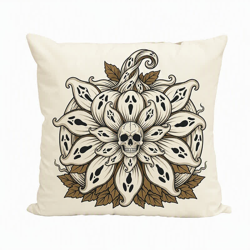 Cuscino decorativo con teschio e mandala di girasole fantasma - image 2