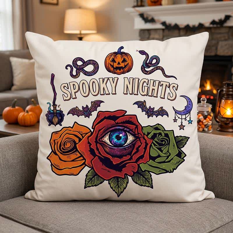 Cuscino decorativo gotico a forma di occhio di Halloween con rosa - image 5