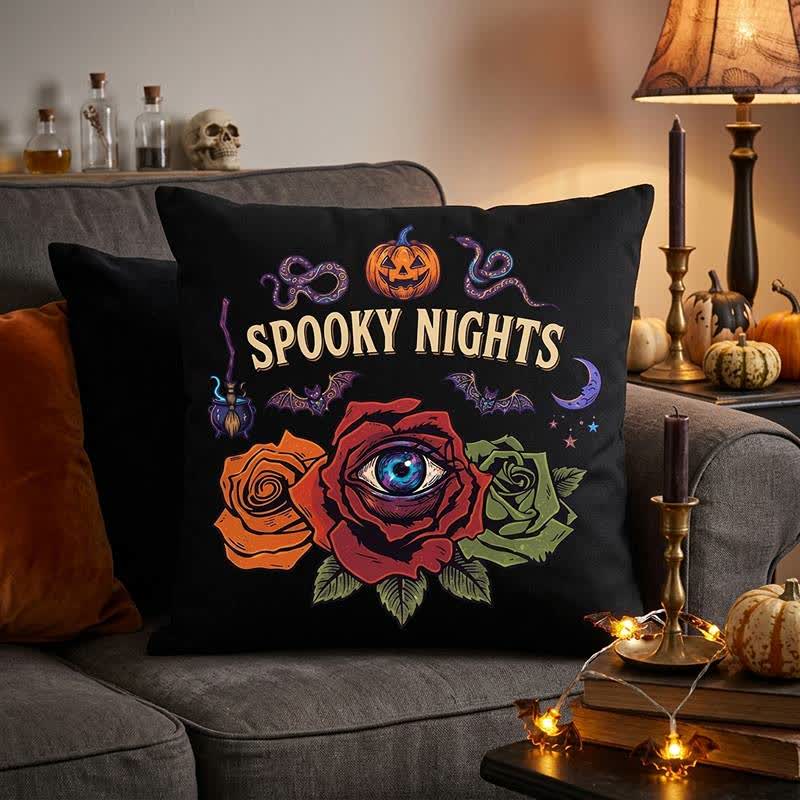Cuscino decorativo gotico a forma di occhio di Halloween con rosa - image 2