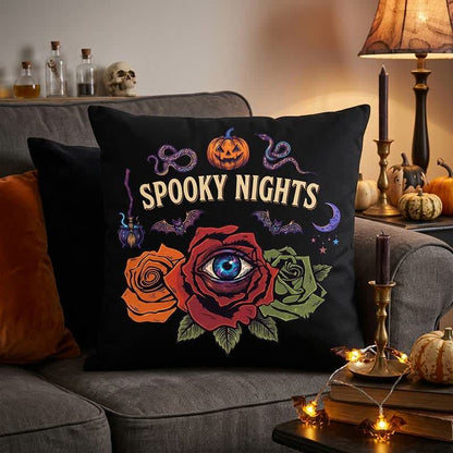 Cuscino decorativo gotico a forma di occhio di Halloween con rosa - image 2
