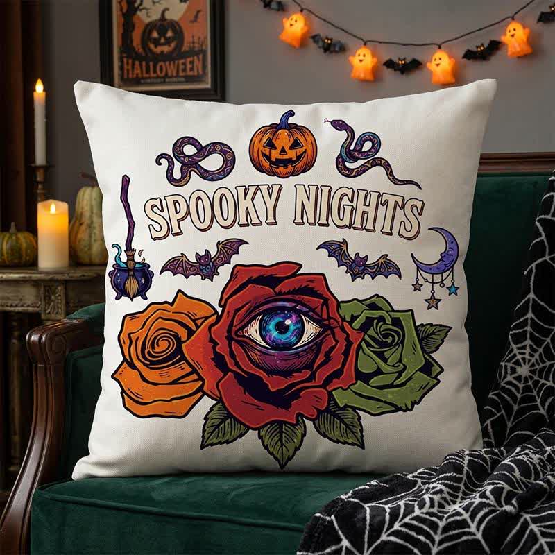Cuscino decorativo gotico a forma di occhio di Halloween con rosa - image 6