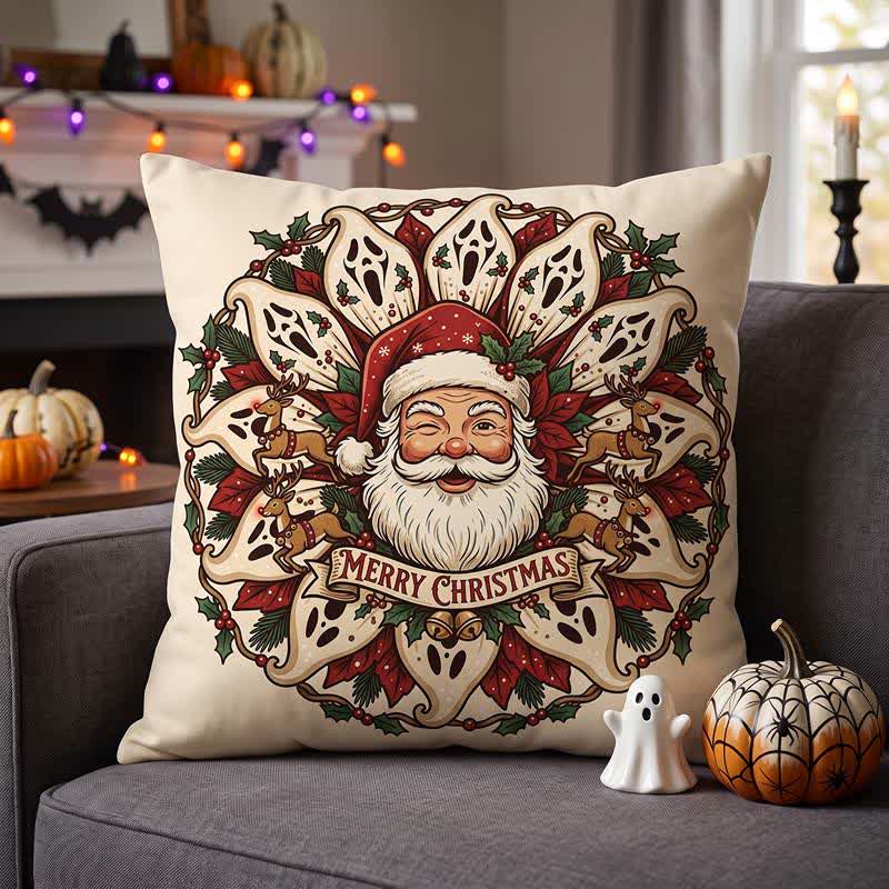 Cuscino decorativo di peluche a forma di Babbo Natale inquietante - image 1