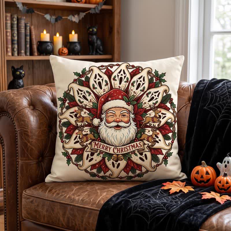 Cuscino decorativo di peluche a forma di Babbo Natale inquietante - Copertina + inserto - 2 pezzi - 45cm x 45cm - image 0