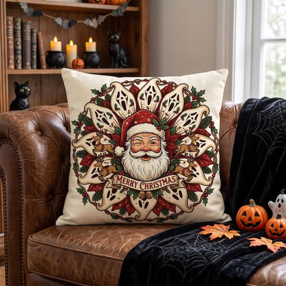 Cuscino decorativo di peluche a forma di Babbo Natale inquietante - Copertina + inserto - 2 pezzi - 45cm x 45cm - image 0
