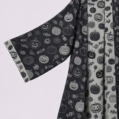 Kimono in cotone con motivo zucca di Halloween e caramelle - image 2