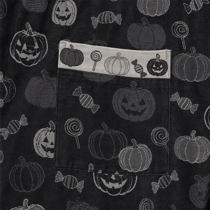 Kimono in cotone con motivo zucca di Halloween e caramelle - image 4