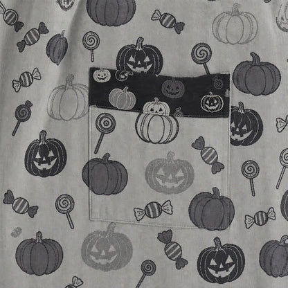 Kimono in cotone con motivo zucca di Halloween e caramelle - image 9