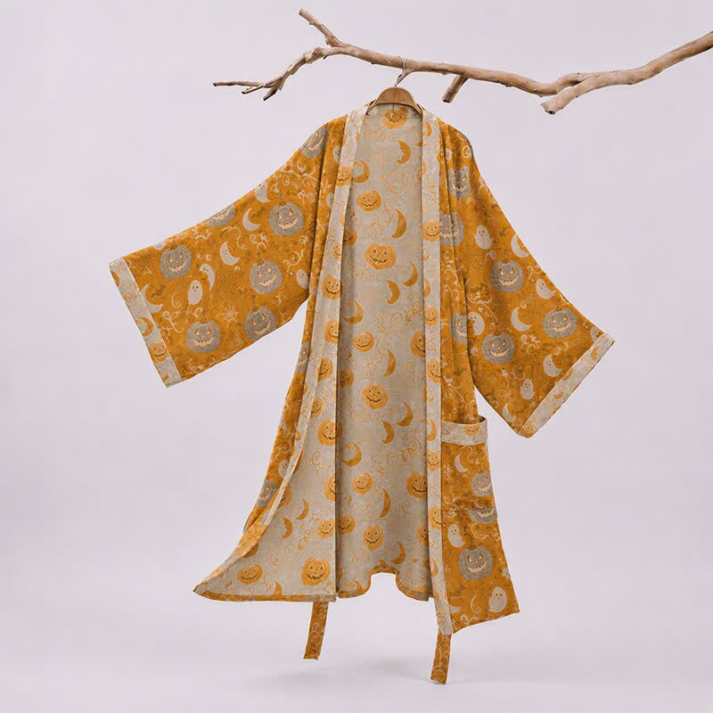 Kimono di Halloween con zucche e fantasmi - Arancia - 2XL - image 0