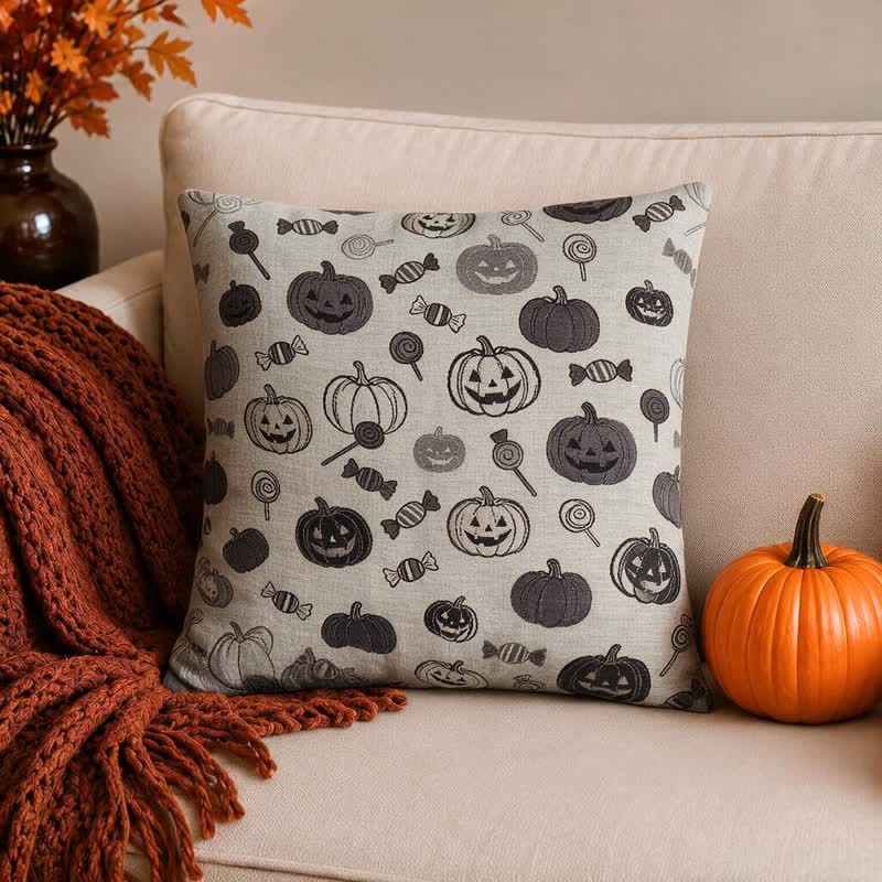 Cuscino in cotone a forma di zucca di Halloween - Bianco - 45cm x 45cm - Con inserto - image 4