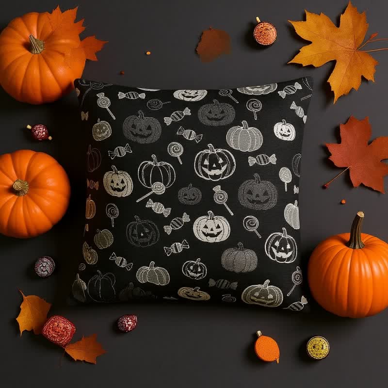 Cuscino in cotone a forma di zucca di Halloween - image 2