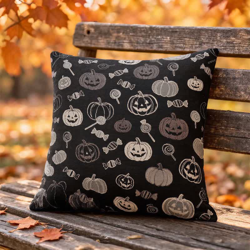 Cuscino in cotone a forma di zucca di Halloween - image 1