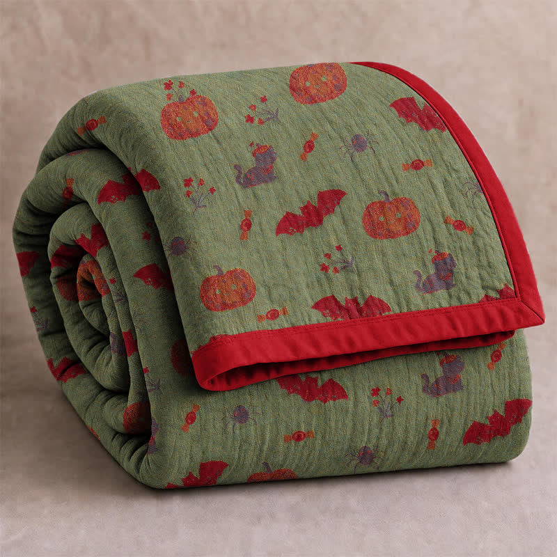 Coperta in cotone con motivo zucca, gatto e ragno di Halloween - image 7