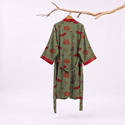 Kimono in cotone con stampa zucca e gatto di Halloween - image 7