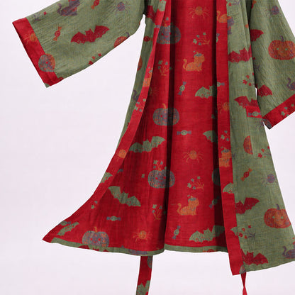 Kimono in cotone con stampa zucca e gatto di Halloween - image 10