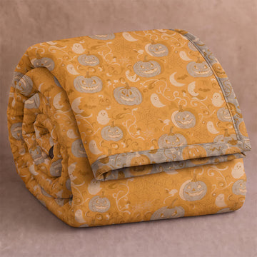 Coperta in cotone arancione a forma di zucca di Halloween - Arancia - Coperta - 90" x 92" - image 0