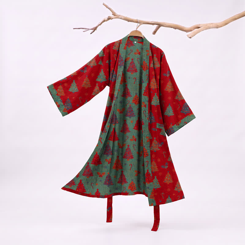 Kimono in garza di cotone a forma di albero di Natale - Rosso - 2XL - image 0