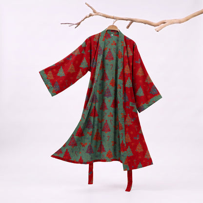 Kimono in garza di cotone a forma di albero di Natale - Rosso - 2XL - image 0