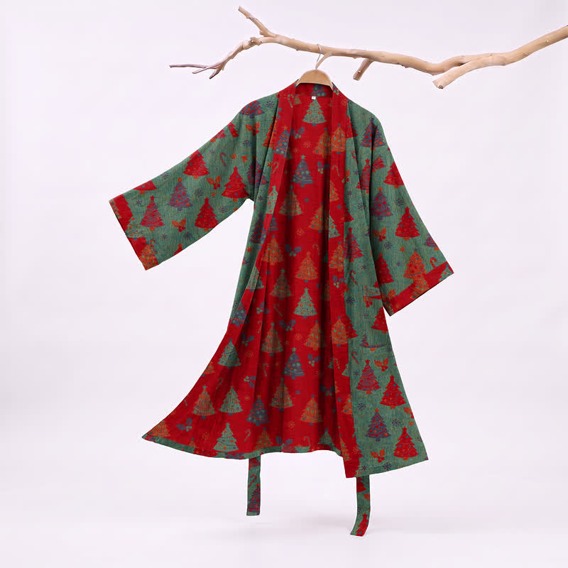 Kimono in garza di cotone a forma di albero di Natale - Verde - 2XL - image 6