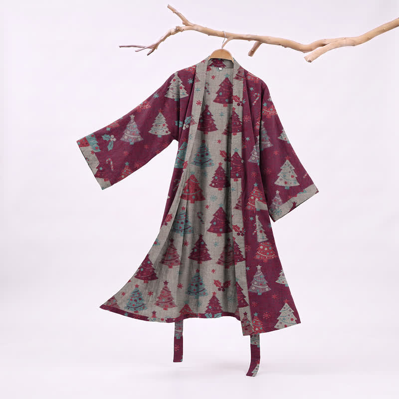 Kimono in garza di cotone a forma di albero di Natale - Viola - 2XL - image 12
