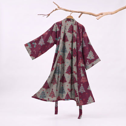 Kimono in garza di cotone a forma di albero di Natale - Viola - 2XL - image 12