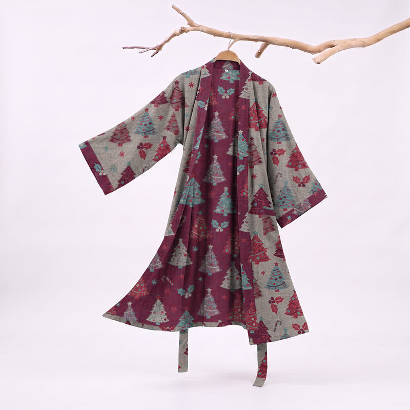 Kimono in garza di cotone a forma di albero di Natale - Beige - 2XL - image 18