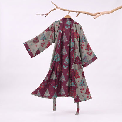 Kimono in garza di cotone a forma di albero di Natale - Beige - 2XL - image 18