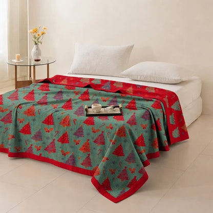 Coperta festiva in garza di cotone con motivo albero di Natale - image 10