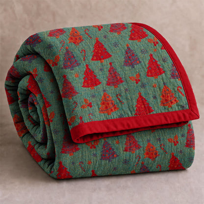 Coperta festiva in garza di cotone con motivo albero di Natale - image 7