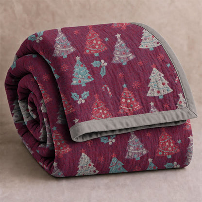 Coperta festiva in garza di cotone con motivo albero di Natale - image 13