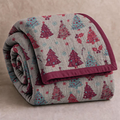 Coperta festiva in garza di cotone con motivo albero di Natale - image 19