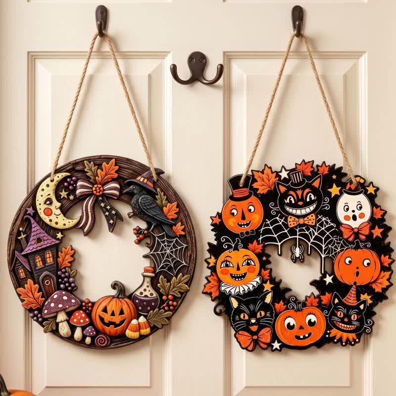 Cartello di Halloween in legno con ghirlanda e corda di iuta - Set di 2 modelli - 4 pezzi - 7,87" - image 6