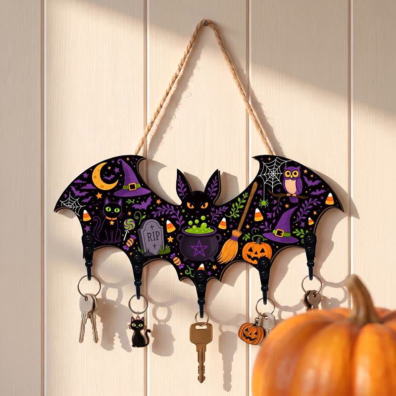 Portachiavi in ​​legno a forma di pipistrello per Halloween - image 3