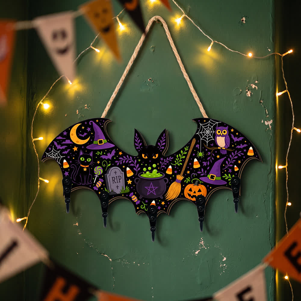 Portachiavi in ​​legno a forma di pipistrello per Halloween - image 5
