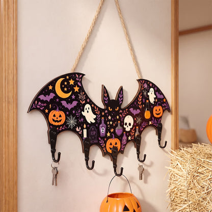 Portachiavi in ​​legno a forma di pipistrello per Halloween - image 1