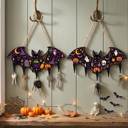 Portachiavi in ​​legno a forma di pipistrello per Halloween - Set di 2 modelli - 4 pezzi - 12"L x 5" H - image 6