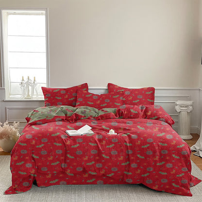 Set di biancheria da letto in cotone con zucca e pipistrello di Halloween - image 3