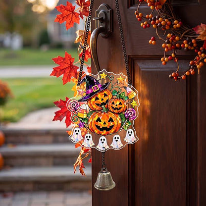 Decorazione acchiappasole di Halloween in acrilico con campanellino - Zucche impilate - 5 pezzi - image 0