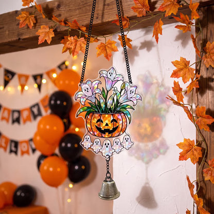 Decorazione acchiappasole di Halloween in acrilico con campanellino - Vaso di zucca - 5 pezzi - image 5