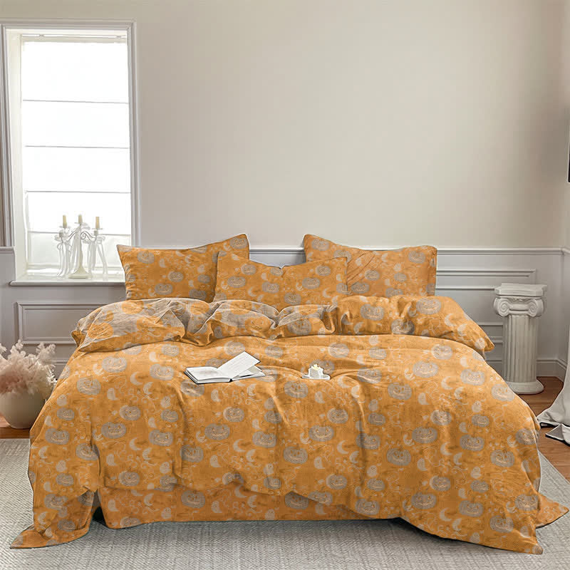 Set di biancheria da letto in cotone con zucche e luna di Halloween - image 5