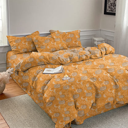 Set di biancheria da letto in cotone con zucche e luna di Halloween - image 1