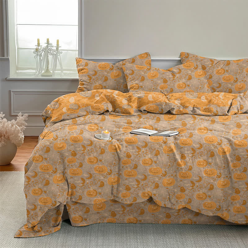 Set di biancheria da letto in cotone con zucche e luna di Halloween - image 10
