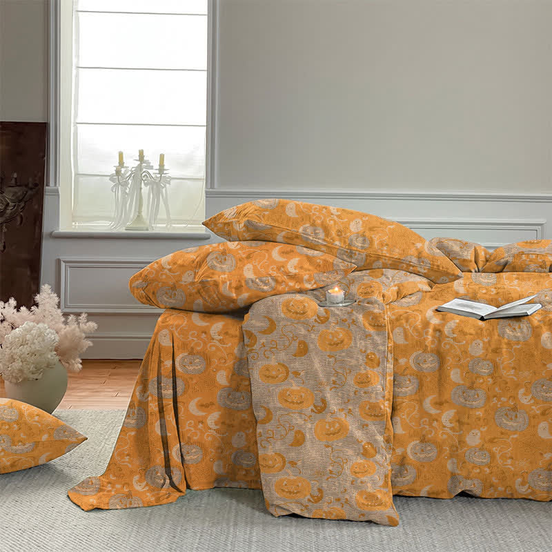 Set di biancheria da letto in cotone con zucche e luna di Halloween - image 6