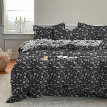 Set di biancheria da letto in cotone monocromatico con zucche per Halloween - image 1