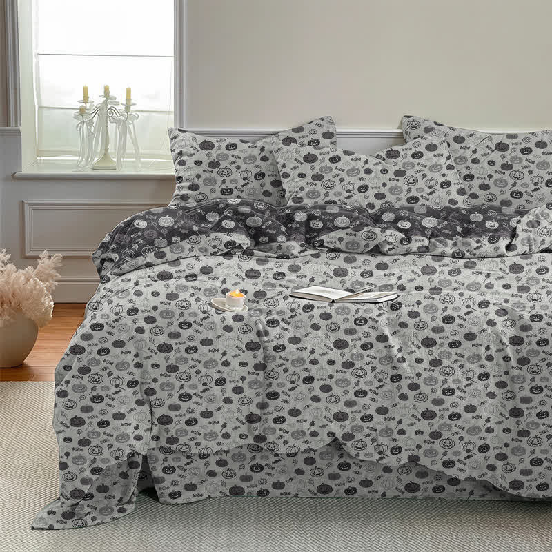 Set di biancheria da letto in cotone monocromatico con zucche per Halloween - image 9